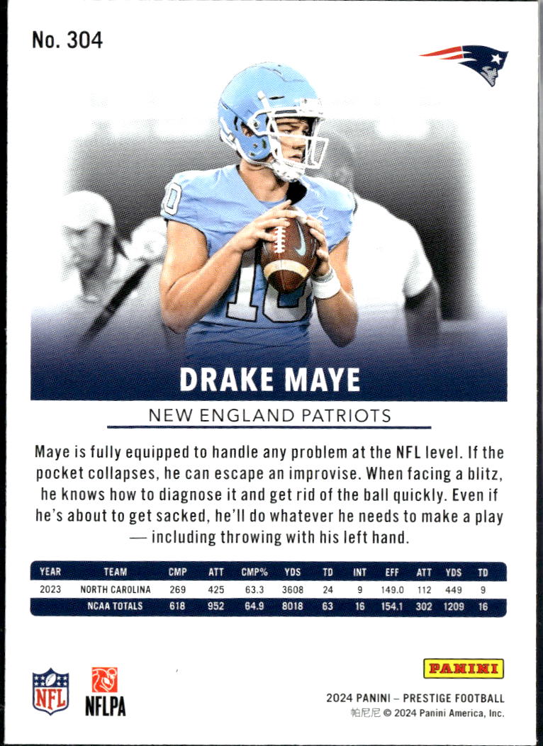 Drake Maye 2024 Prestige Rookie RC New England Patriots
