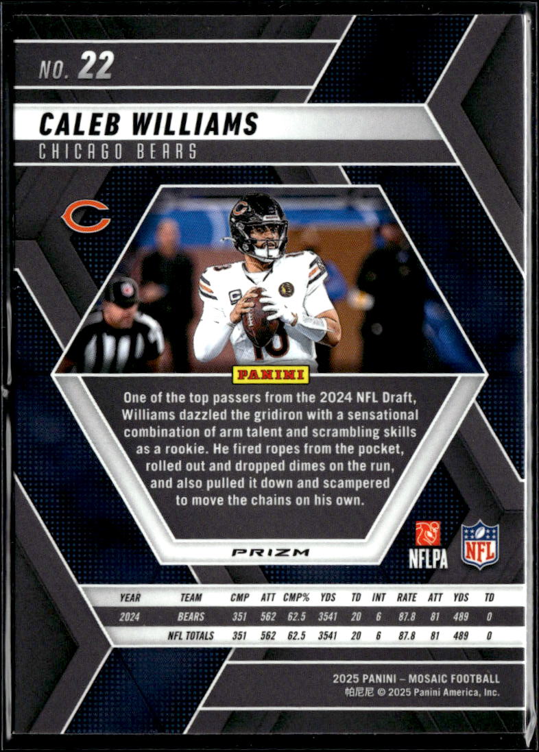 Caleb Williams 2025 Mosaic Pink Camo Prizm Chicago Bears