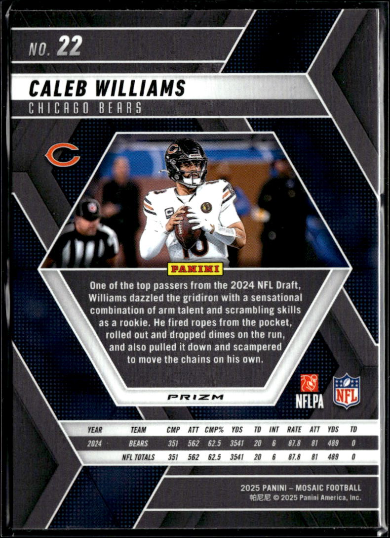 Caleb Williams 2025 Mosaic Pink Camo Prizm Chicago Bears