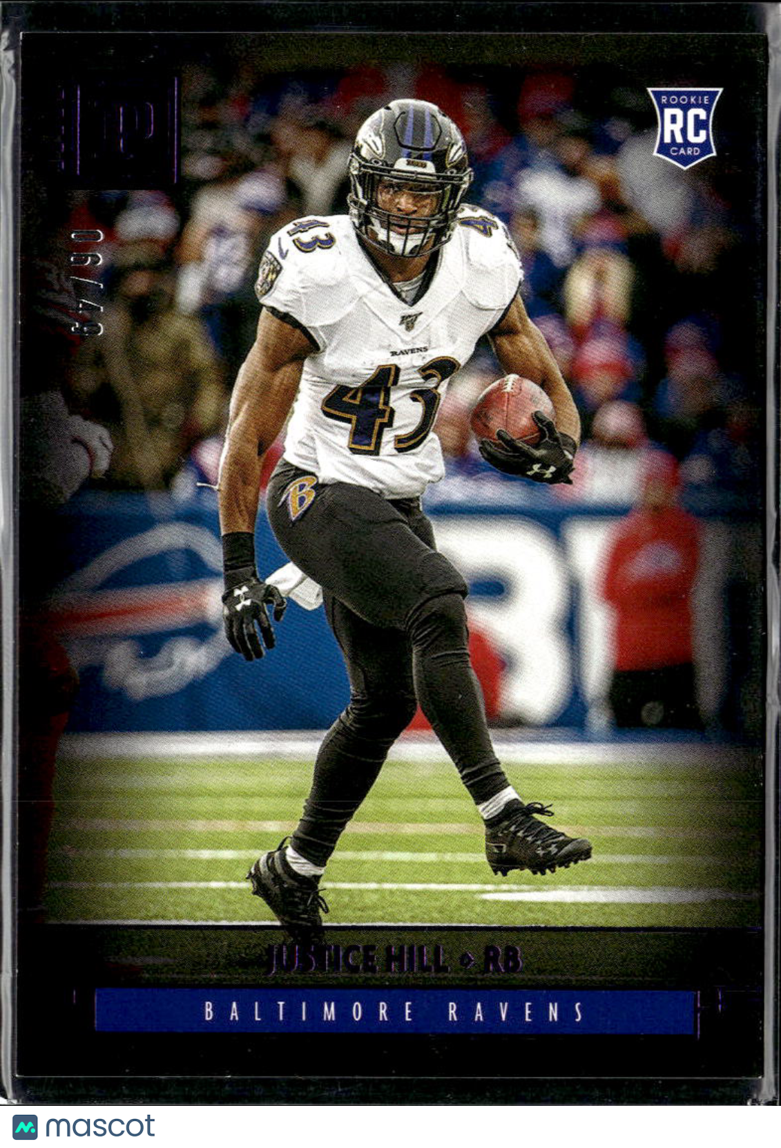 Justice Hill 2020 Chronicles Panini Purple Rookie RC 6/49 Baltimore Ravens OSU