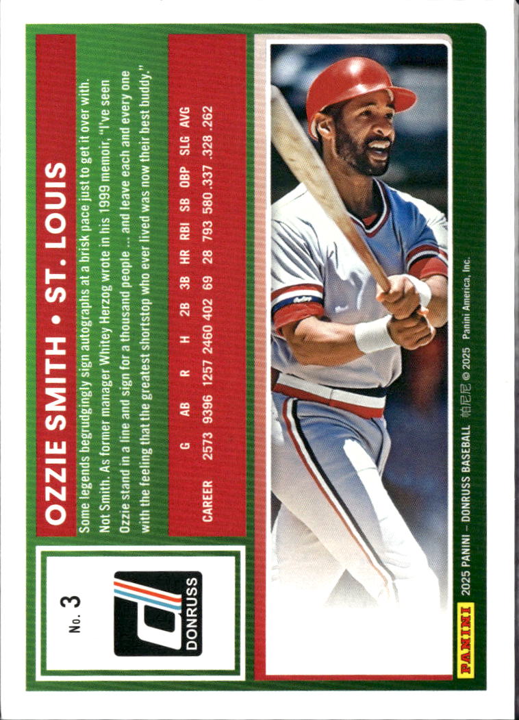 Ozzie Smith 2025 Donruss Blue Foil 3/249 St. Louis Cardinals