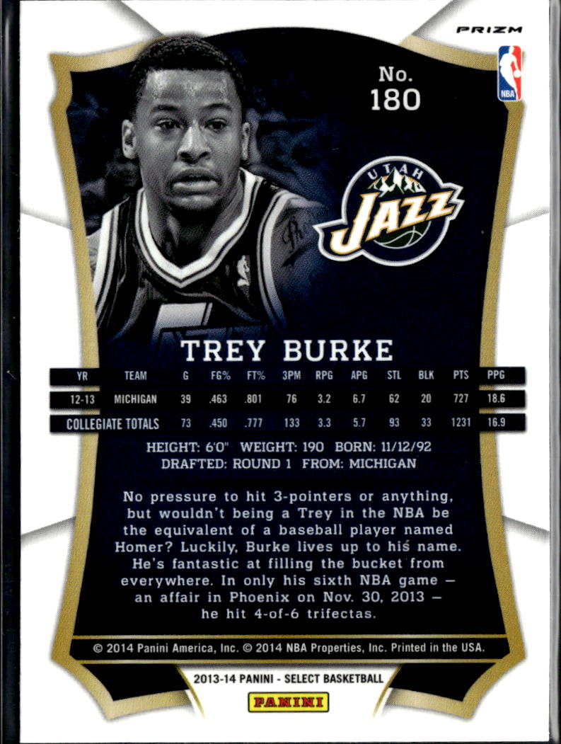 Trey Burke 2013-14 Panini Select Silver Prizm Rookie RC Utah Jazz