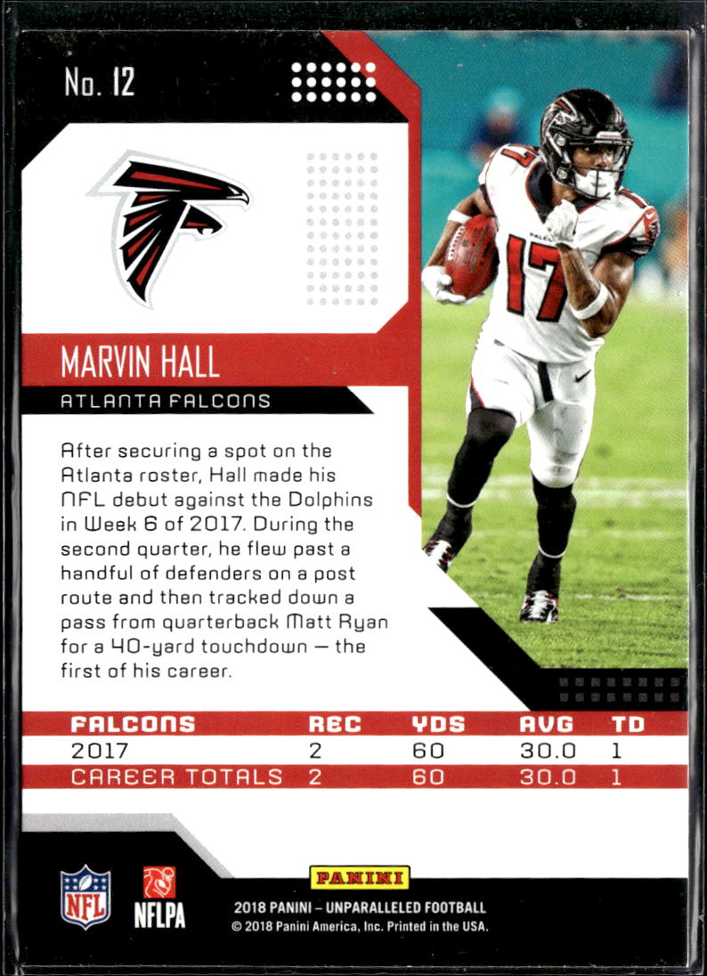 Marvin Hall 2018 Panini Unparalleled Rookie RC Atlanta Falcons