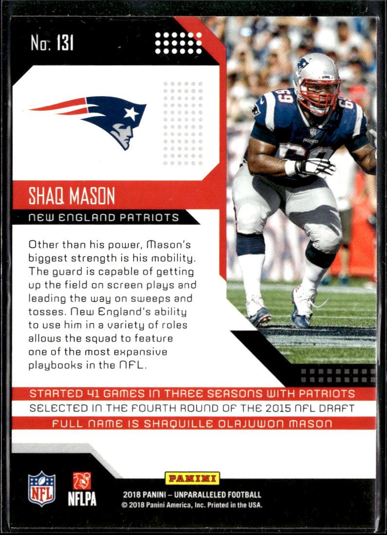 Shaq Mason 2018 Panini Unparalleled Rookie RC New England Patriots