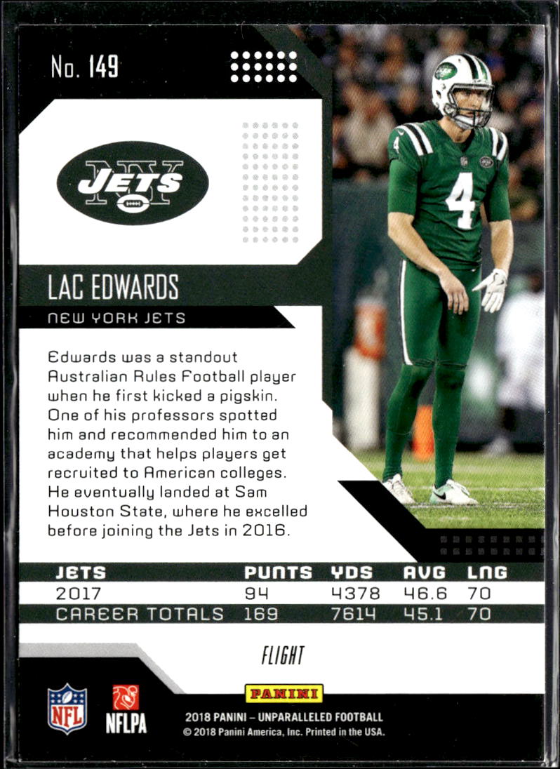 Lac Edwards 2018 Panini Unparalleled Rookie RC New York Jets