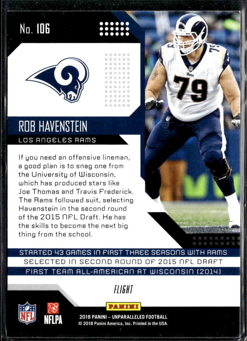 Rob Havenstein 2018 Panini Unparalleled Rookie RC Los Angeles Rams