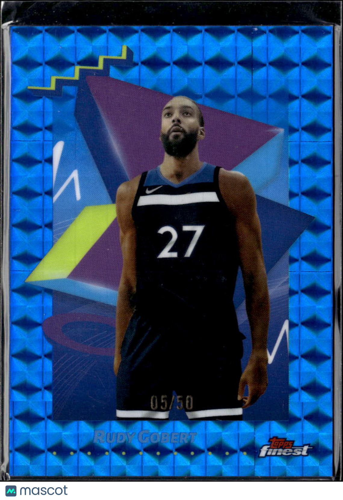 Rudy Gobert 2025 Topps Finest Blue Refractor /50 Minnesota Timberwolves