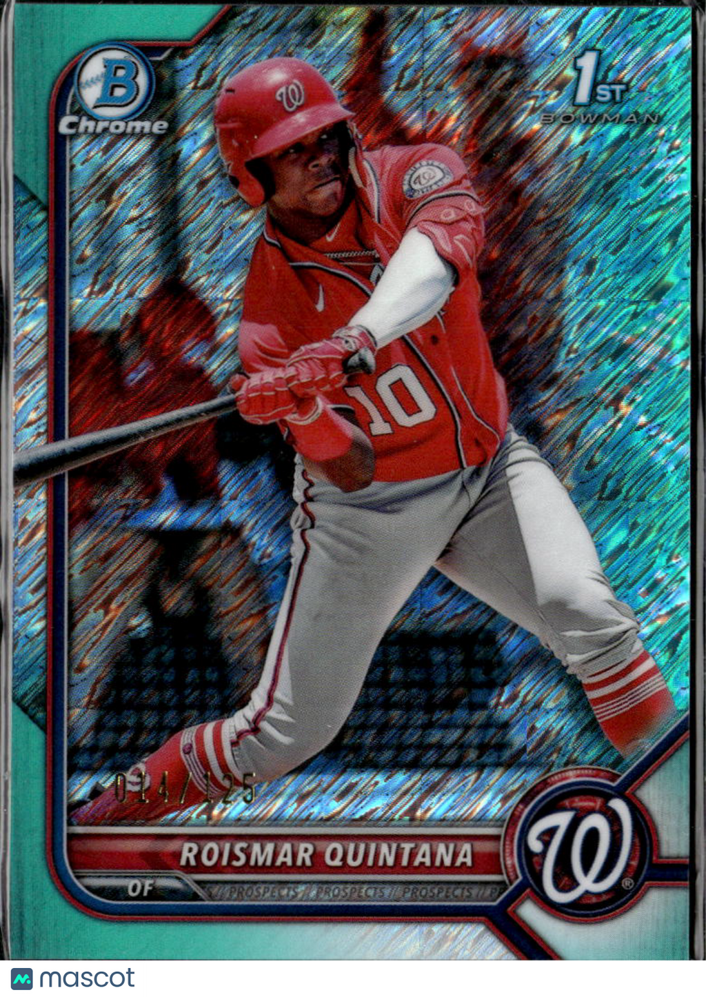 Roismar Quintana 2022 Bowman Chrome 1st Aqua Shimmer /125 Washington Nationals