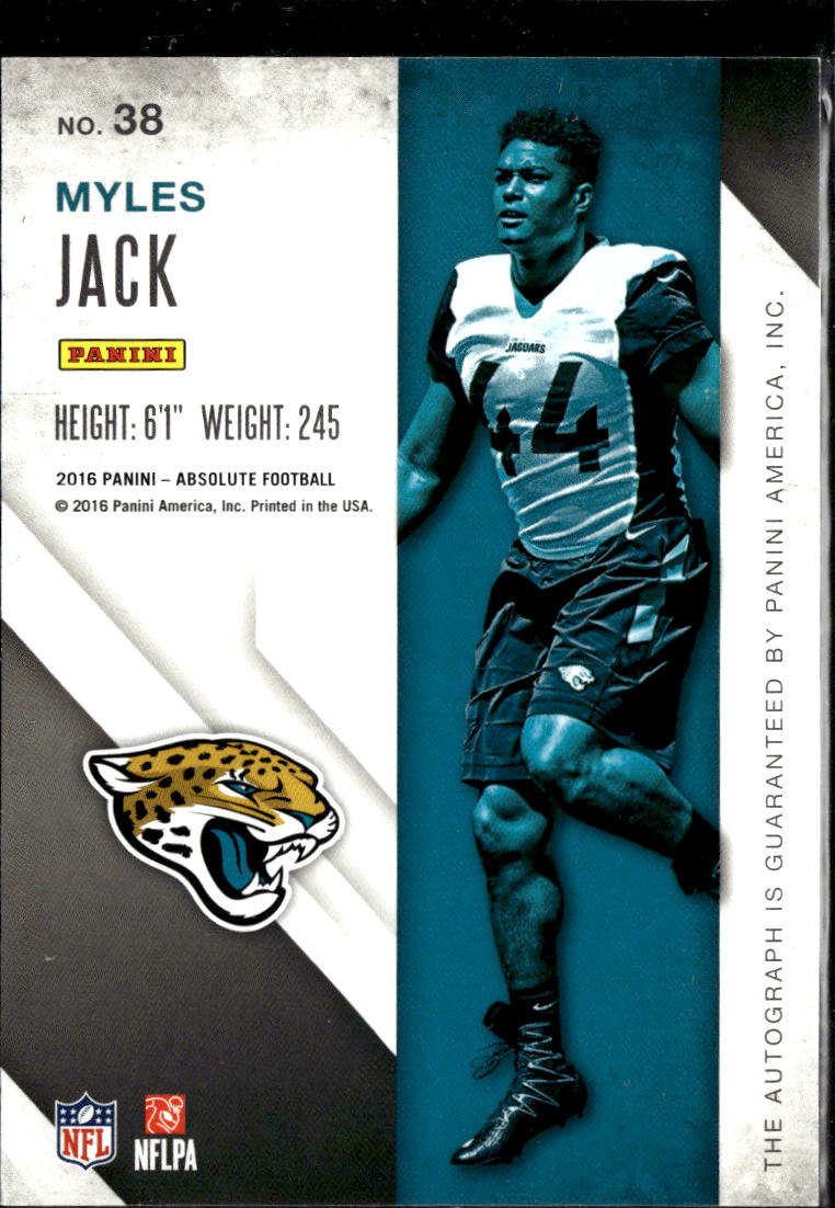 Myles Jack 2016 Absolute Auto Autograph RC Jacksonville Jaguars