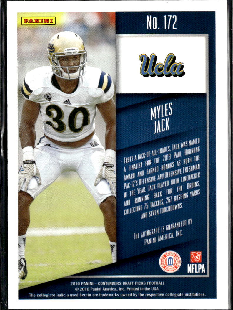 Myles Jack 2016 Contenders Draft Auto Autograph RC Jaguars UCLA Bruins