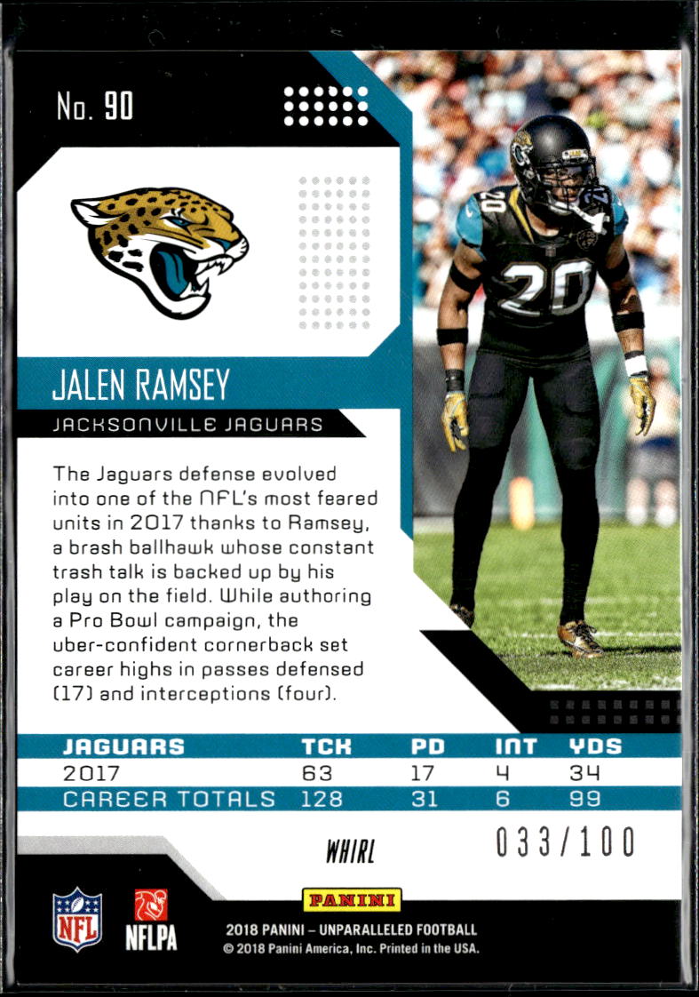 Jalen Ramsey 2018 Unparalleled Whirl 33/100 Jacksonville Jaguars