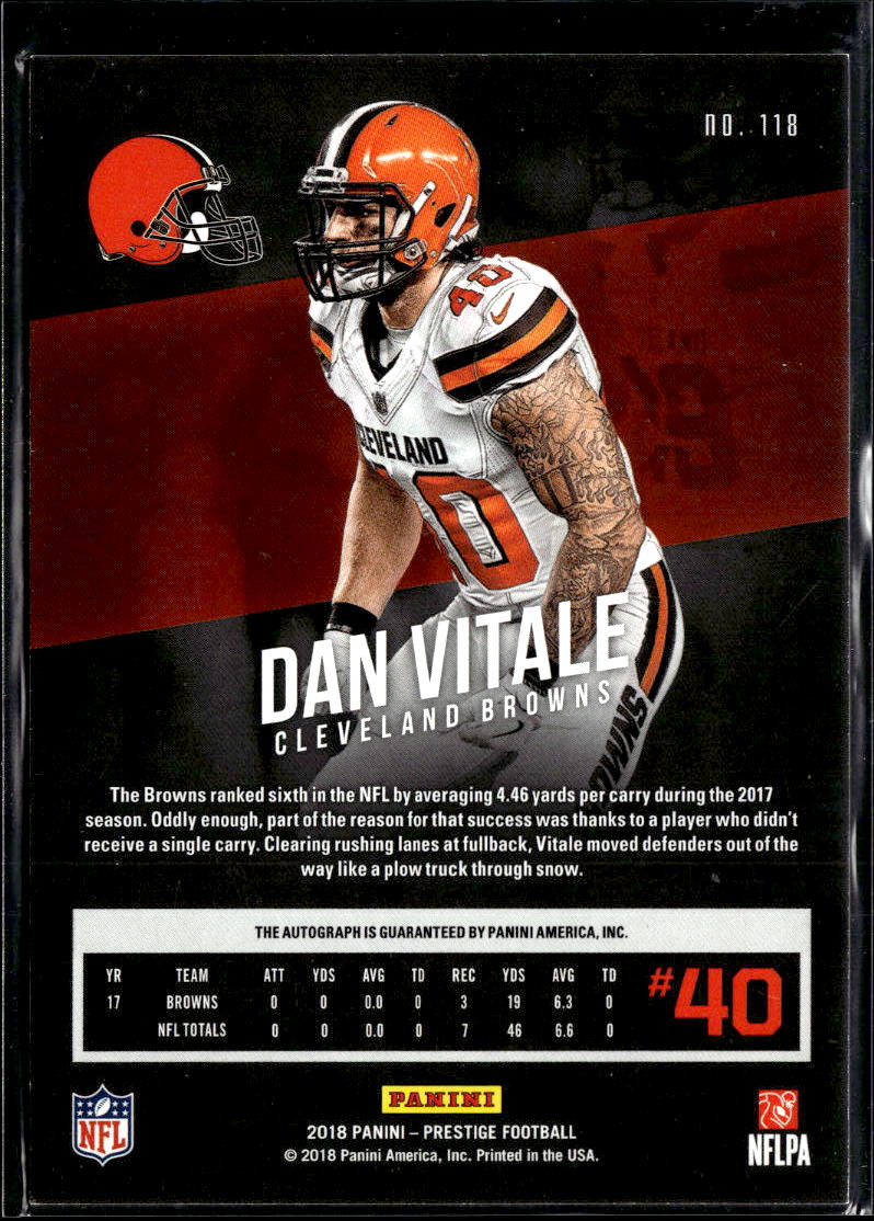 Dan Vitale 2018 Panini Prestige Auto Autograph Cleveland Browns