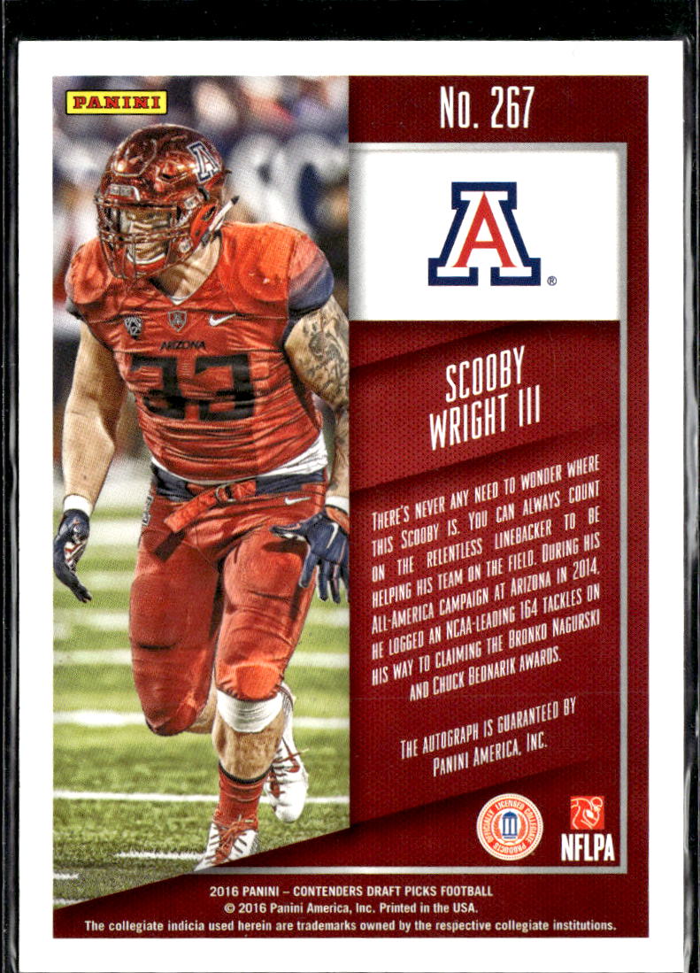 Scooby Wright III 2016 Contenders Draft Picks Auto Autograph RC Arizona Wildcats
