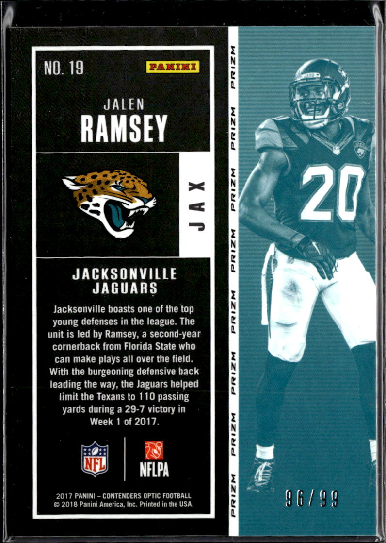 Jalen Ramsey 2018 Contenders Optic Blue /99 Jacksonville Jaguars