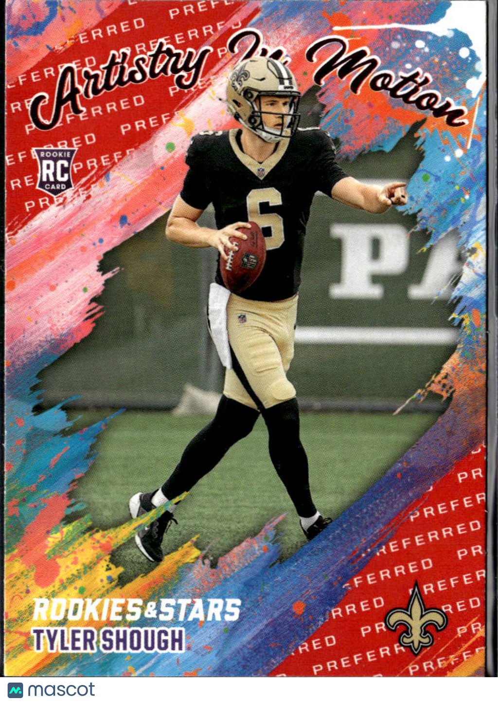 Tyler Shough 2025 Rookies & Stars Artistry In Motion Red RC New Orleans Saints