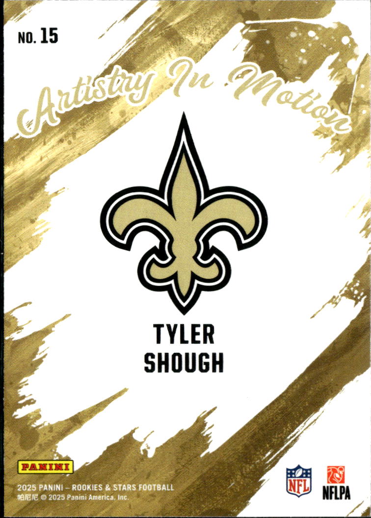 Tyler Shough 2025 Rookies & Stars Artistry In Motion Red RC New Orleans Saints