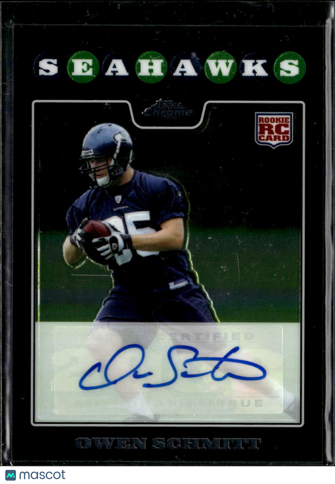 Owen Schmitt 2008 Topps Chrome RC Auto Autograph West Virginia Seattle Seahawks