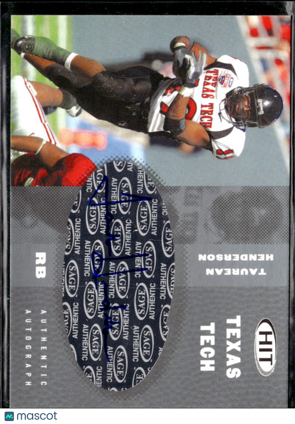 Taurean Henderson 2006 SAGE HIT Auto Autograph RC Texas Tech Red Raiders