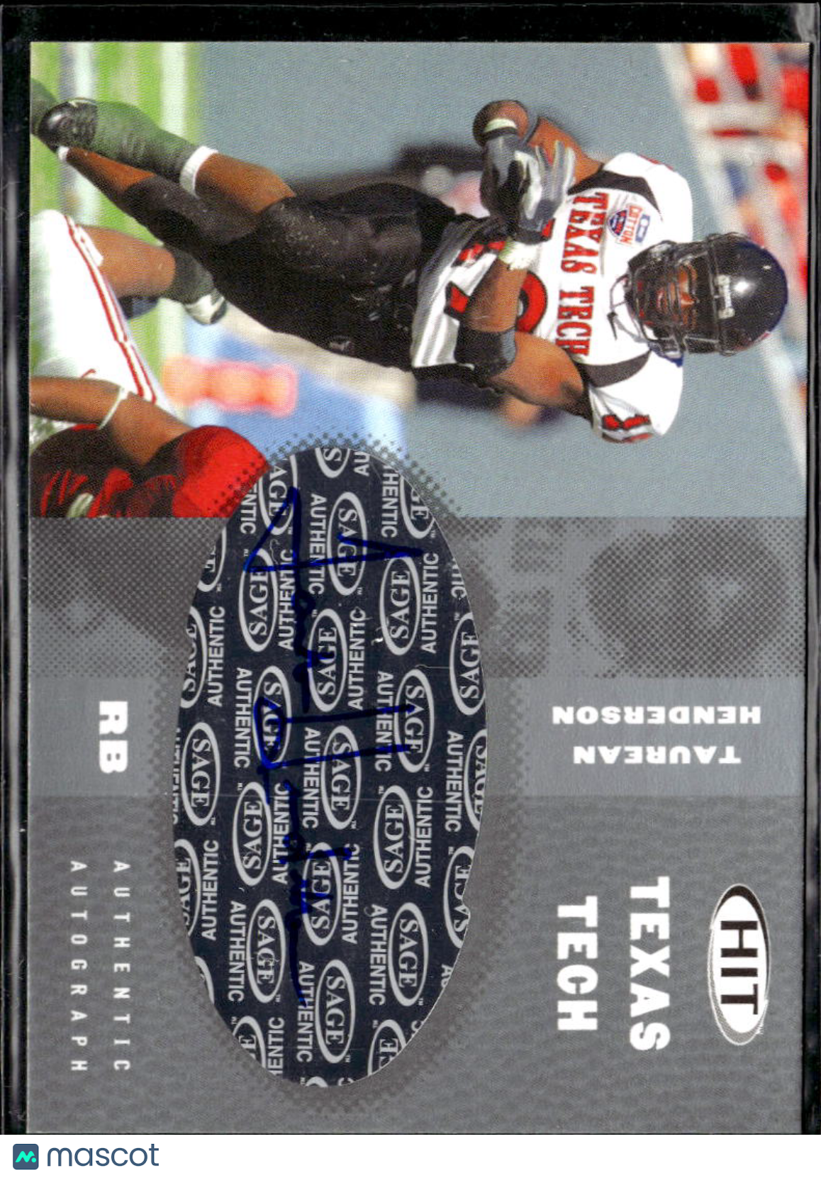 Taurean Henderson 2006 SAGE HIT Auto Autograph RC Texas Tech Red Raiders