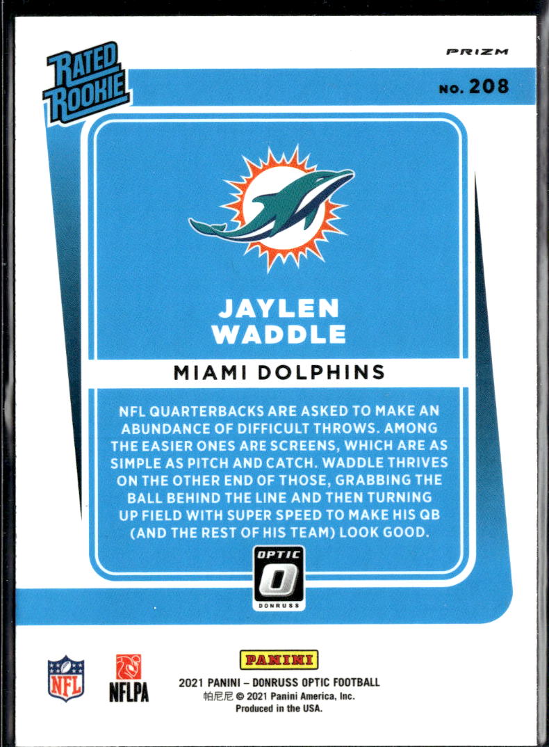 Jaylen Waddle 2021 Optic Rated Rookie Green Velocity Miami Dolphins