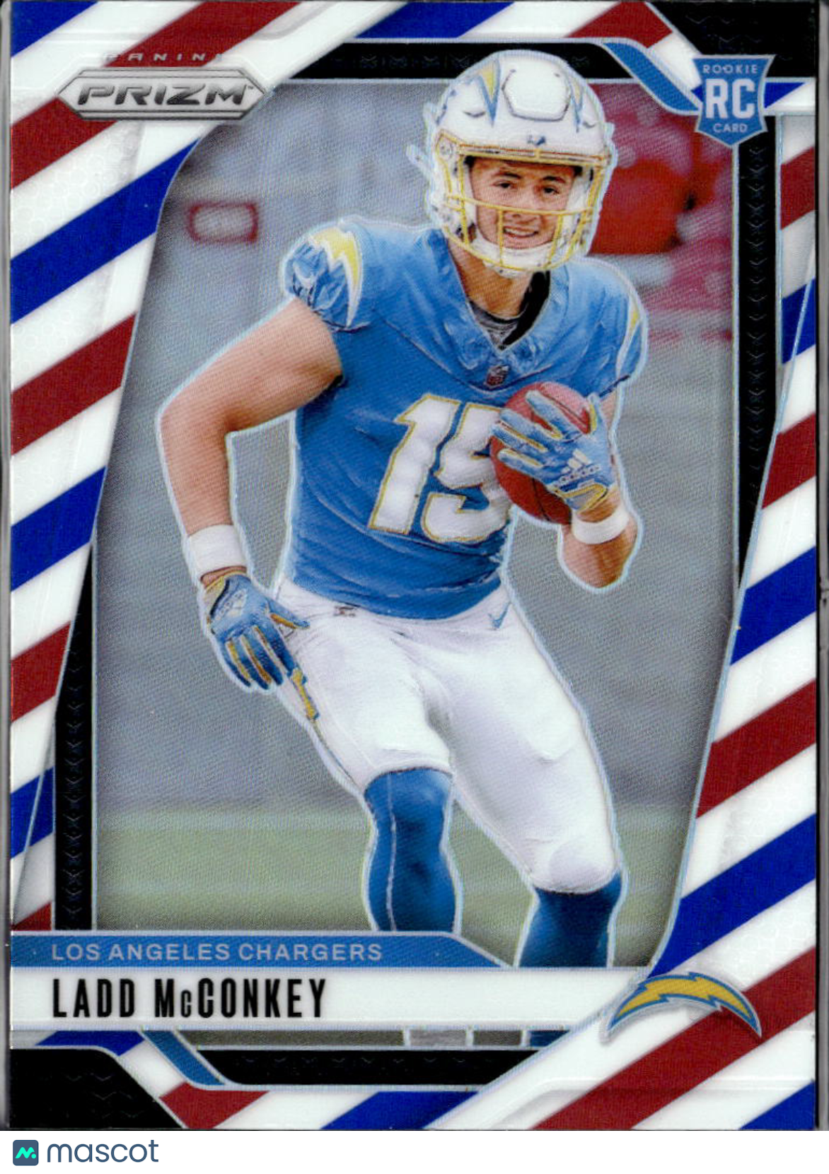 Ladd McConkey 2024 Prizm Red White and Blue RC Los Angeles Chargers