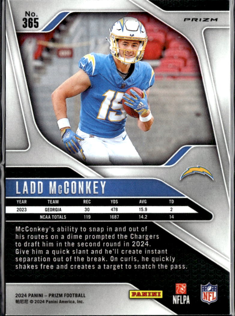Ladd McConkey 2024 Prizm Red White and Blue RC Los Angeles Chargers
