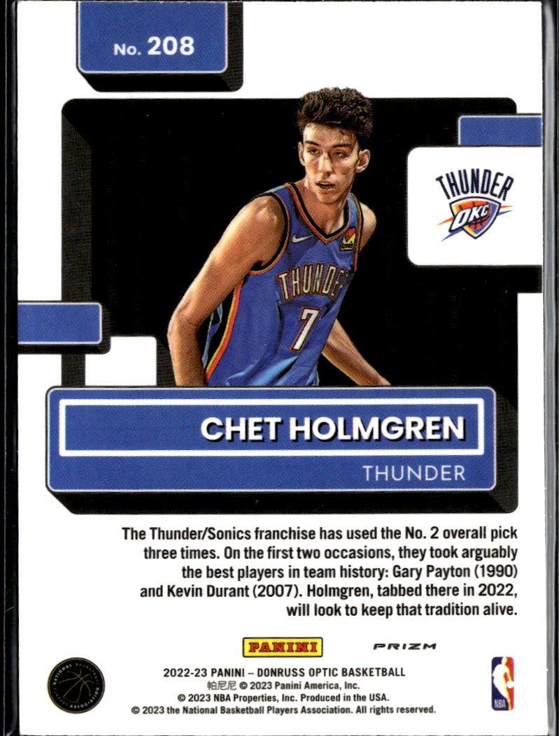 Chet Holmgren 2022-23 Optic Rated Rookie Mojo Prizm RC Oklahoma City Thunder