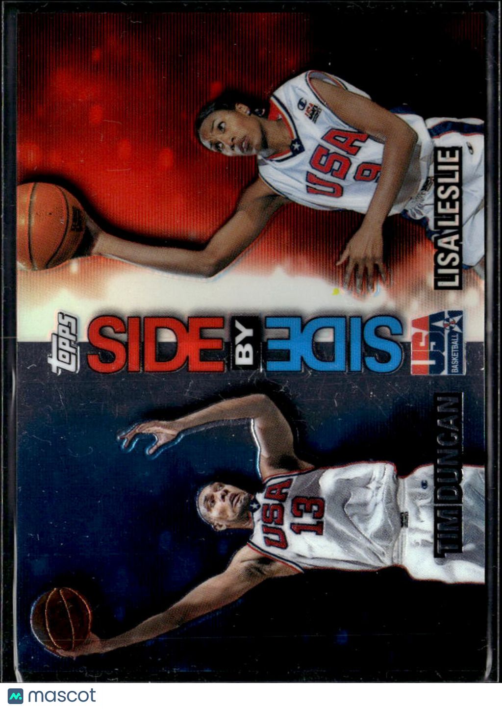 Lisa Leslie Tim Duncan 2000 Topps USA Side by Side Refractor USA Basketball