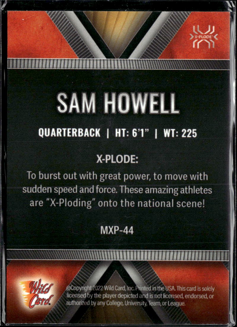 Sam Howell 2022 Wild Card Matte X-Plode Rookie RC North Carolina /100