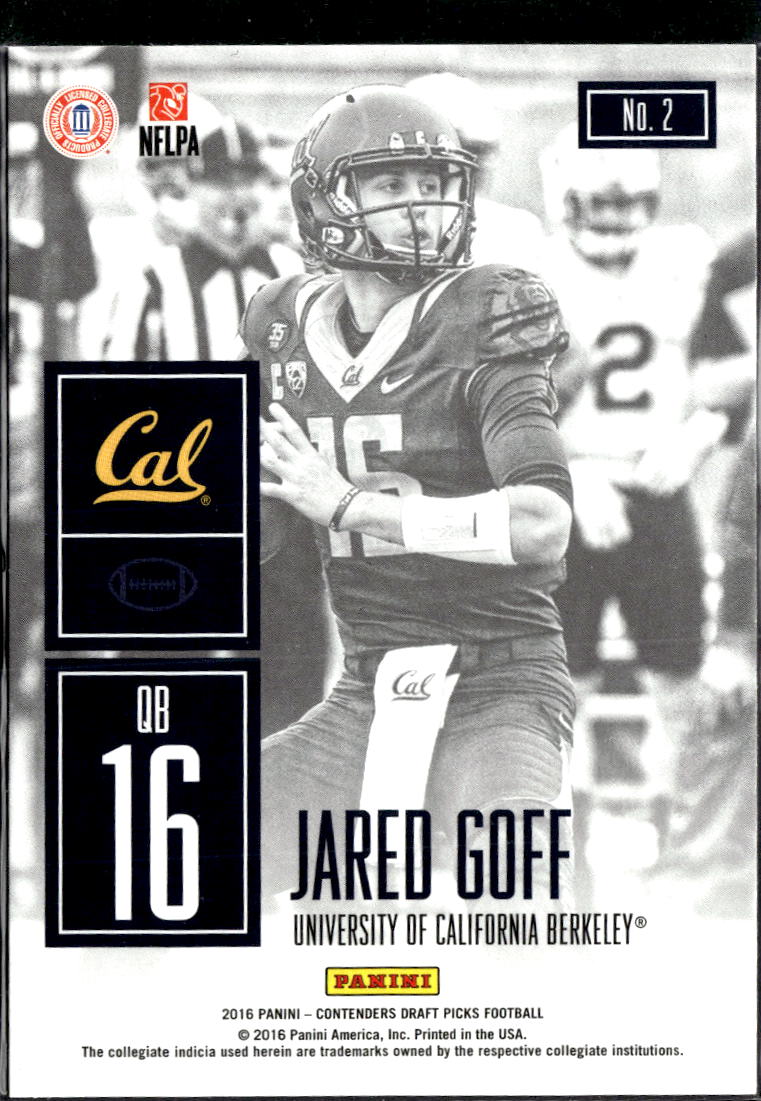 Jared Goff 2016 Contenders Draft Picks Game Day Rookie RC Rams California