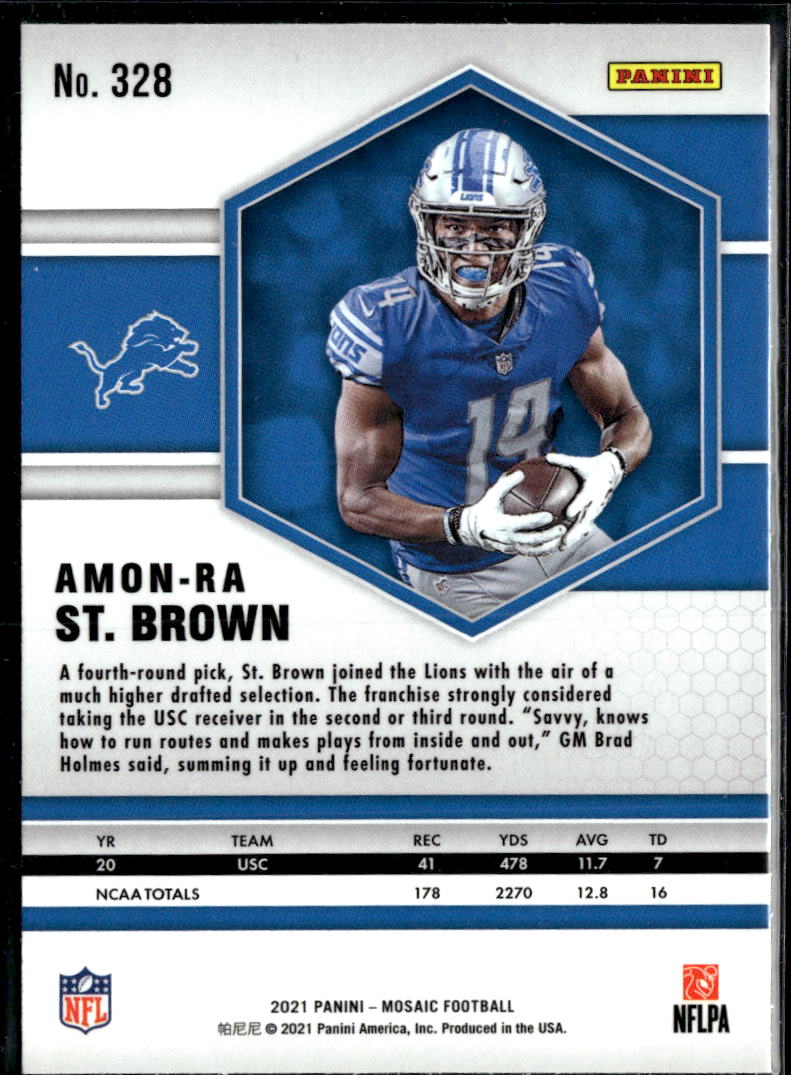Amon-Ra St. Brown 2021 Mosaic Rookie RC Detroit Lions