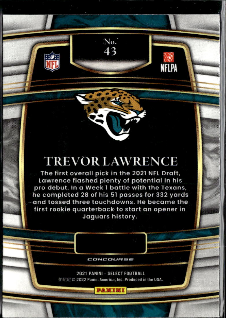 Trevor Lawrence 2021 Select RC Rookie Concourse Jacksonville Jaguars