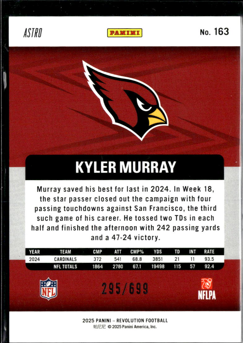 Kyler Murray 2025 Panini Revolution Astro 295/699 Arizona Cardinals