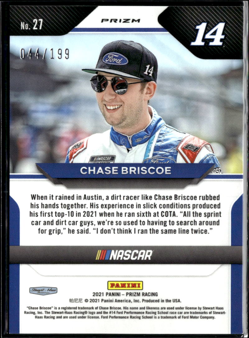 Chase Briscoe 2021 Panini Prizm Racing Purple Prizm 44/199