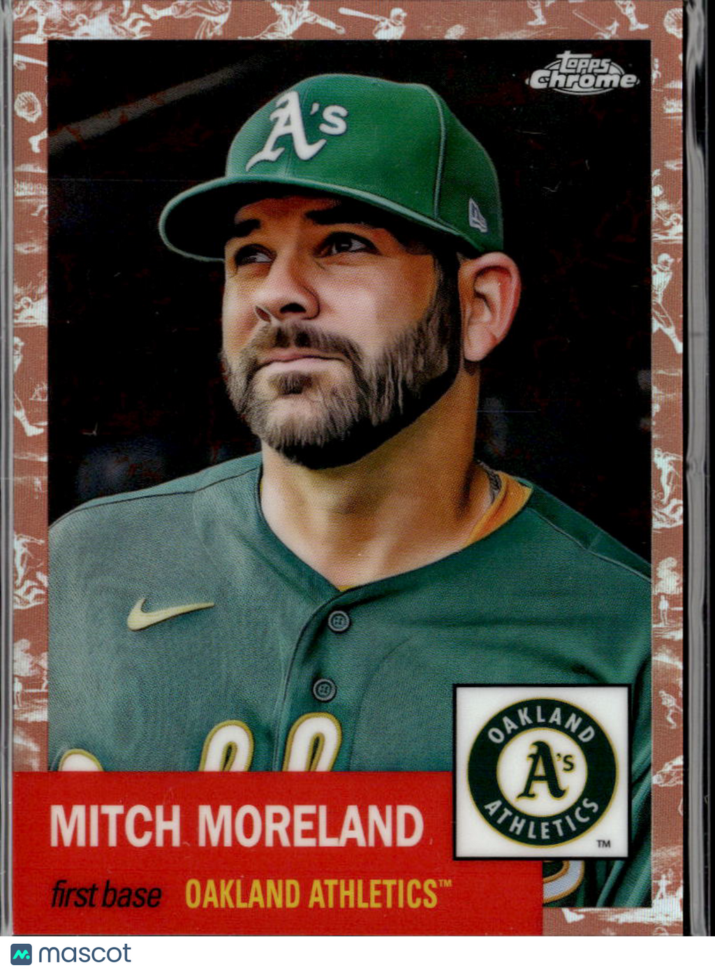 Mitch Moreland 2022 Topps Chrome Platinum Rose Gold 69/75 Oakland Athletics