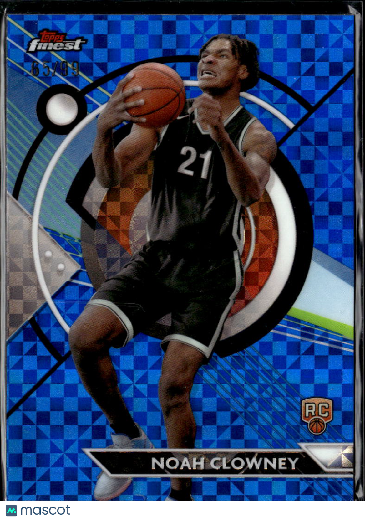 Noah Clowney 2022 Topps Finest Blue Refractor RC 65/99 Brooklyn Nets