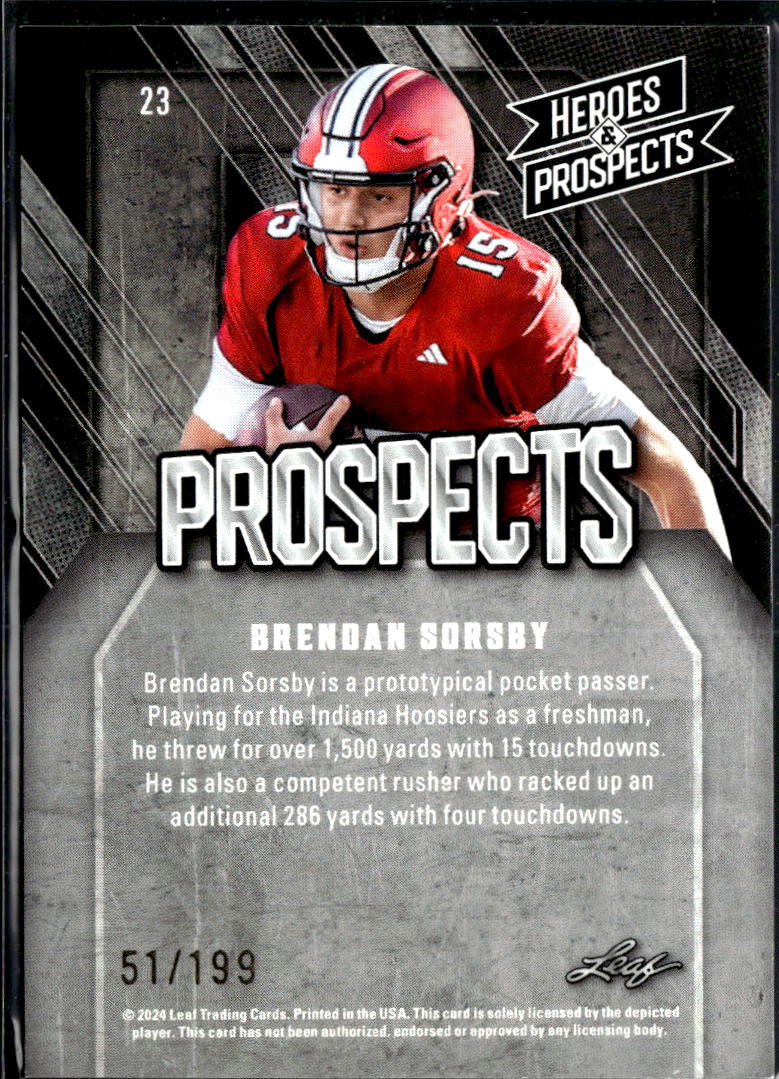 Brendan Sorsby 2024 Leaf Heroes & Prospects RC 51/199 Texas Tech