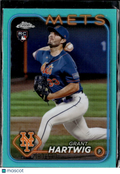 Grant Hartwig 2024 Topps Chrome RC Aqua Refractor /199 New York Mets