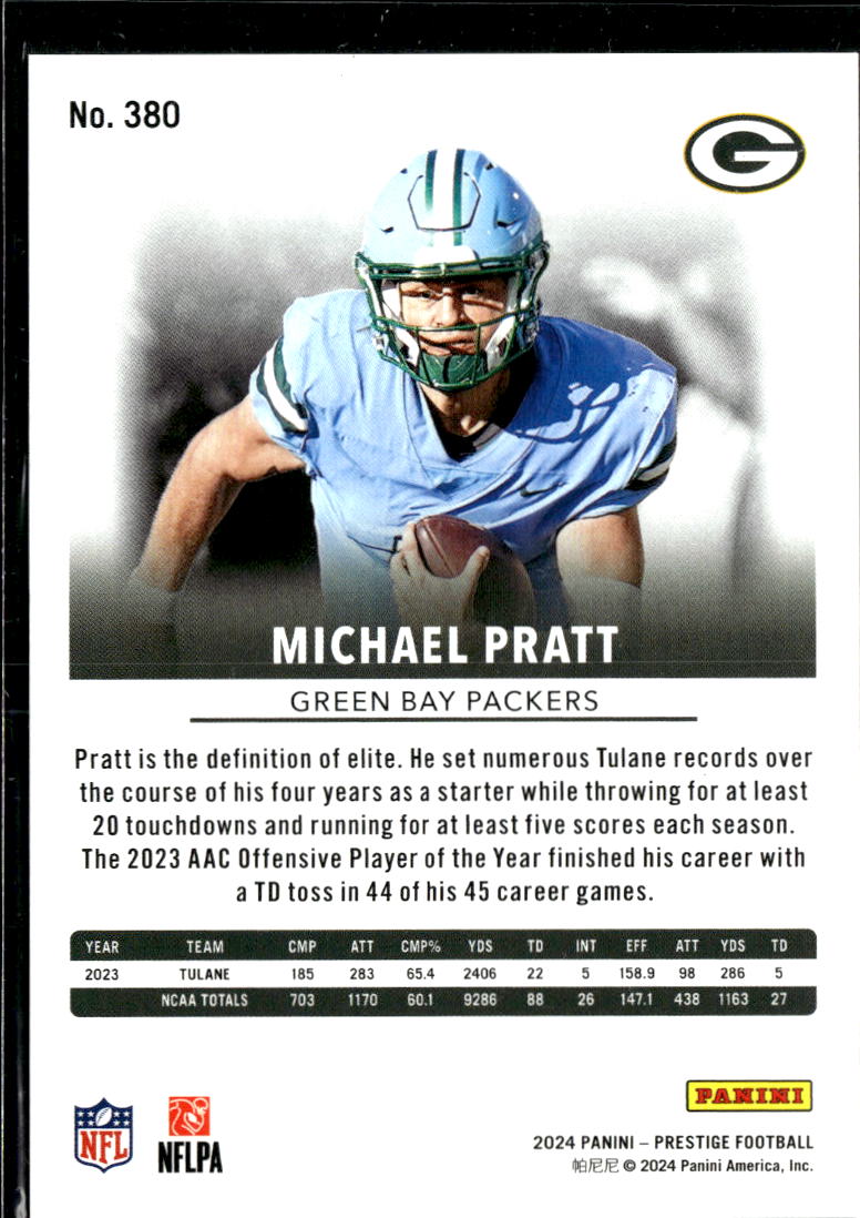 Michael Pratt 2024 Prestige Blue Xtra Points RC /599 Green Bay Packers