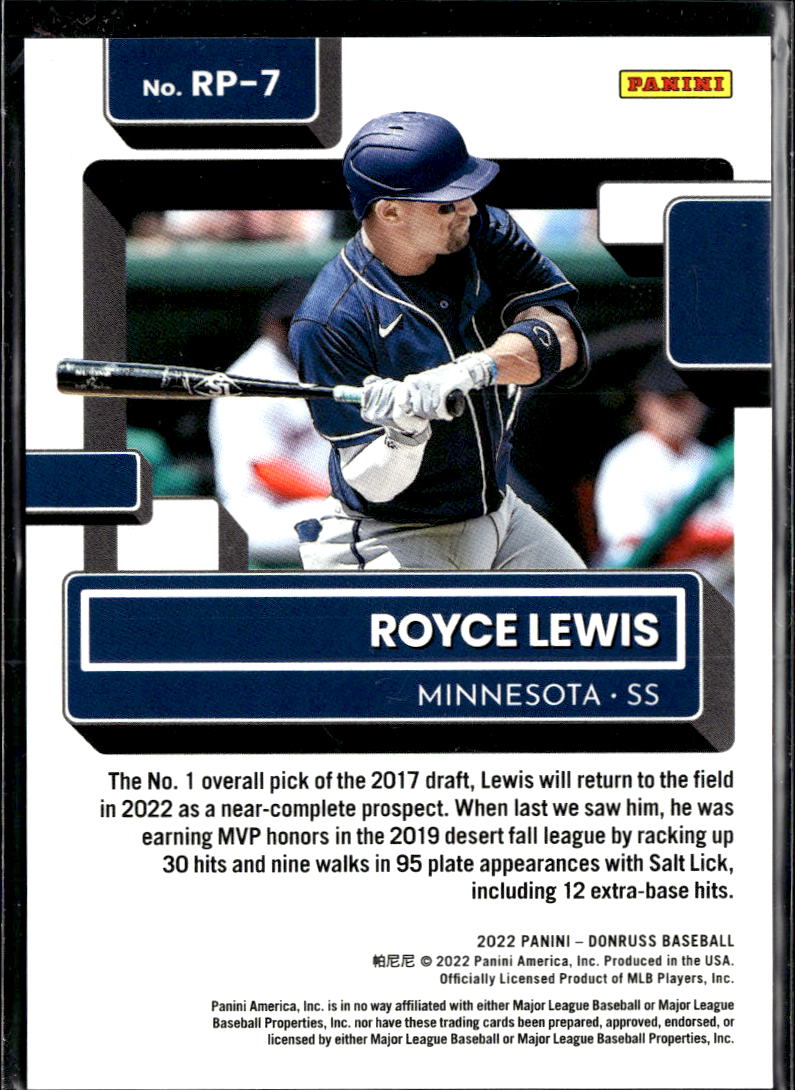 Royce Lewis 2022 Donruss Rated Rookie RC Blue /249 Minnesota Twins