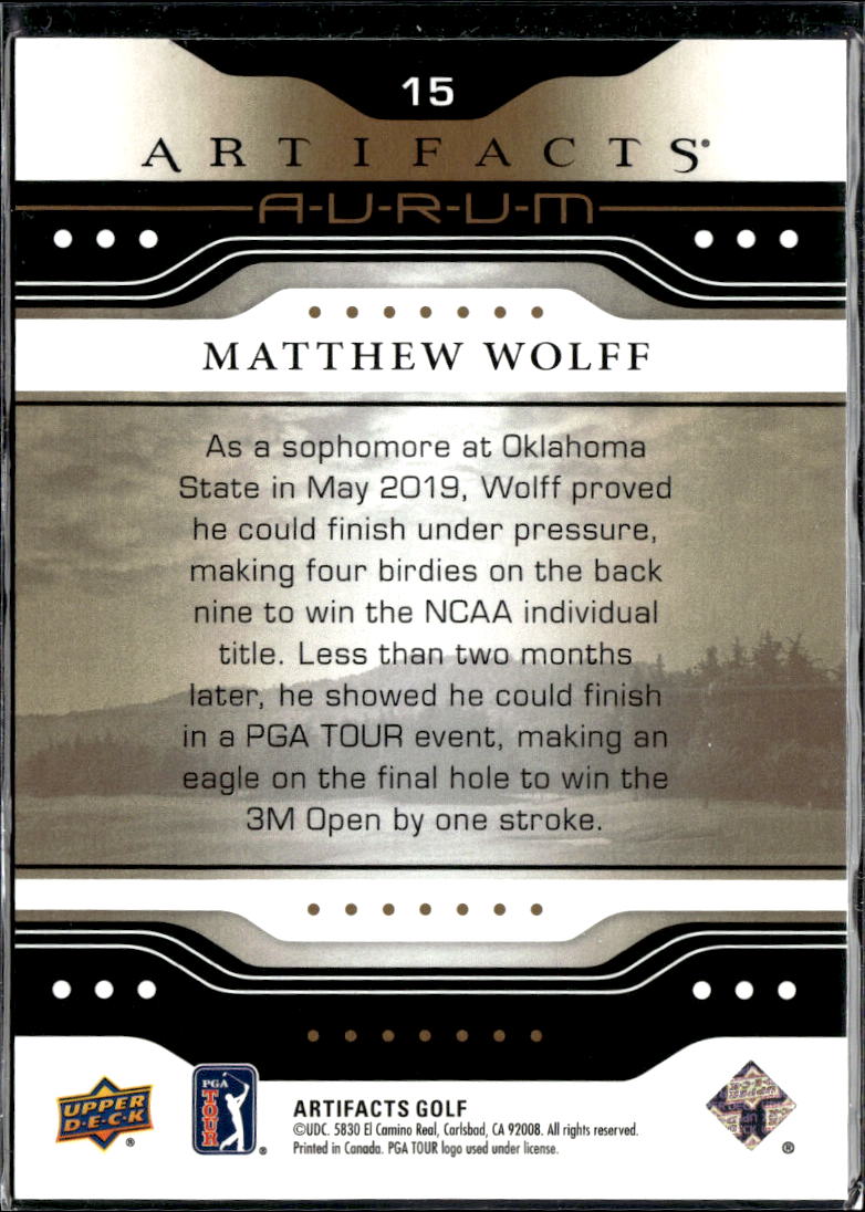 Matthew Wolff 2021 Upper Deck Artifacts Golf Aurum
