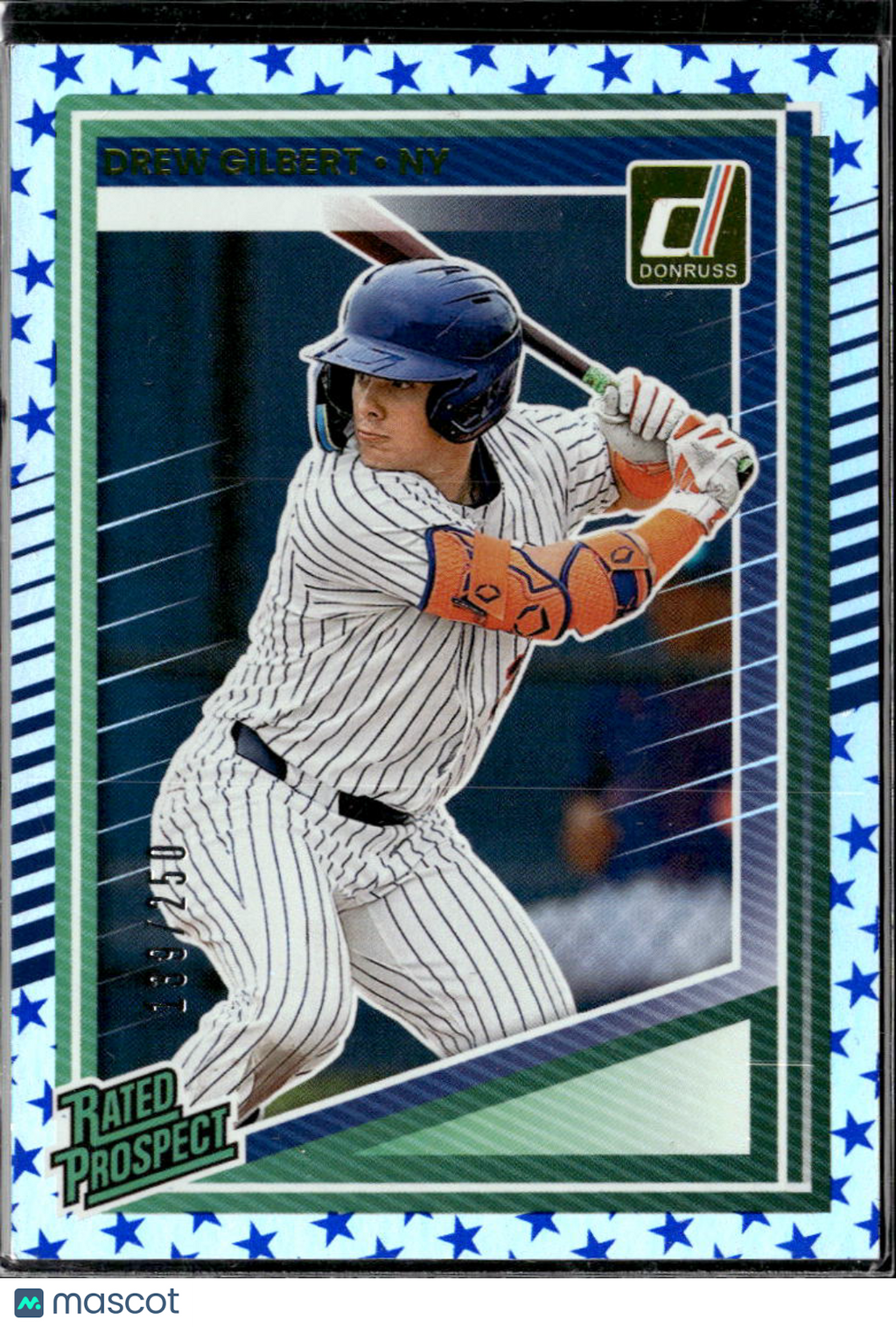 Drew Gilbert 2025 Donruss Rated Prospect Blue Stars RC 139/250 New York Mets