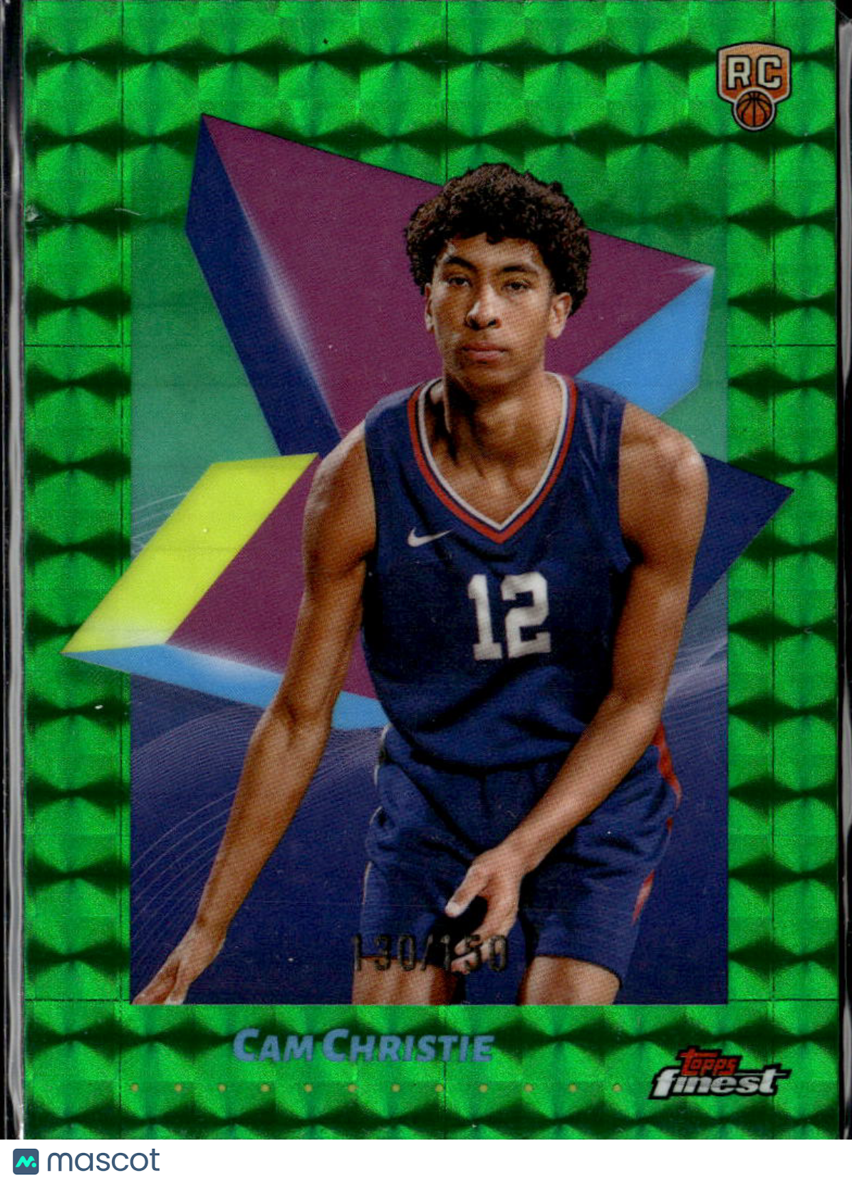 Cam Christie 2025 Topps Finest RC Green Refractor 130/150 Los Angeles Clippers