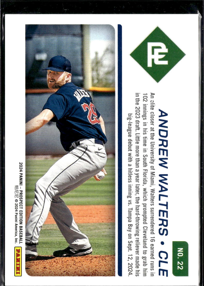 Andrew Walters 2024 Contenders Prospect Ticket Blue 96/199 Cleveland Guardians