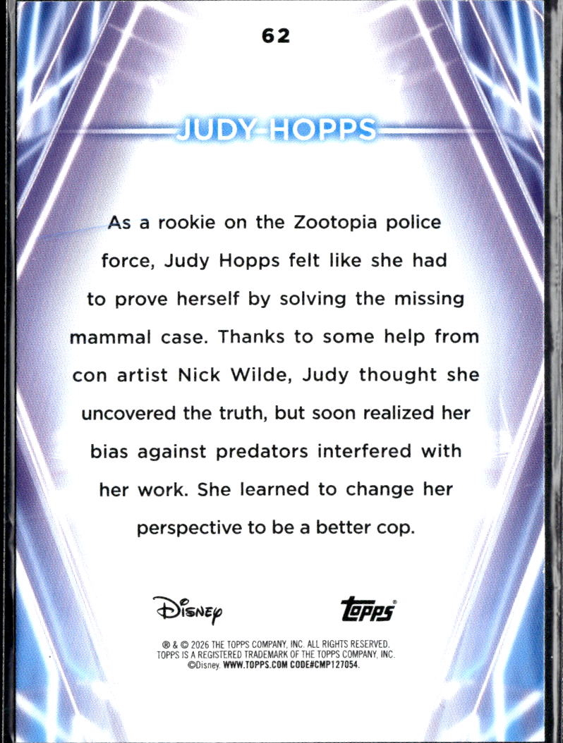 Judy Hopps 2026 Topps Disney 100 Diamante Foil #62