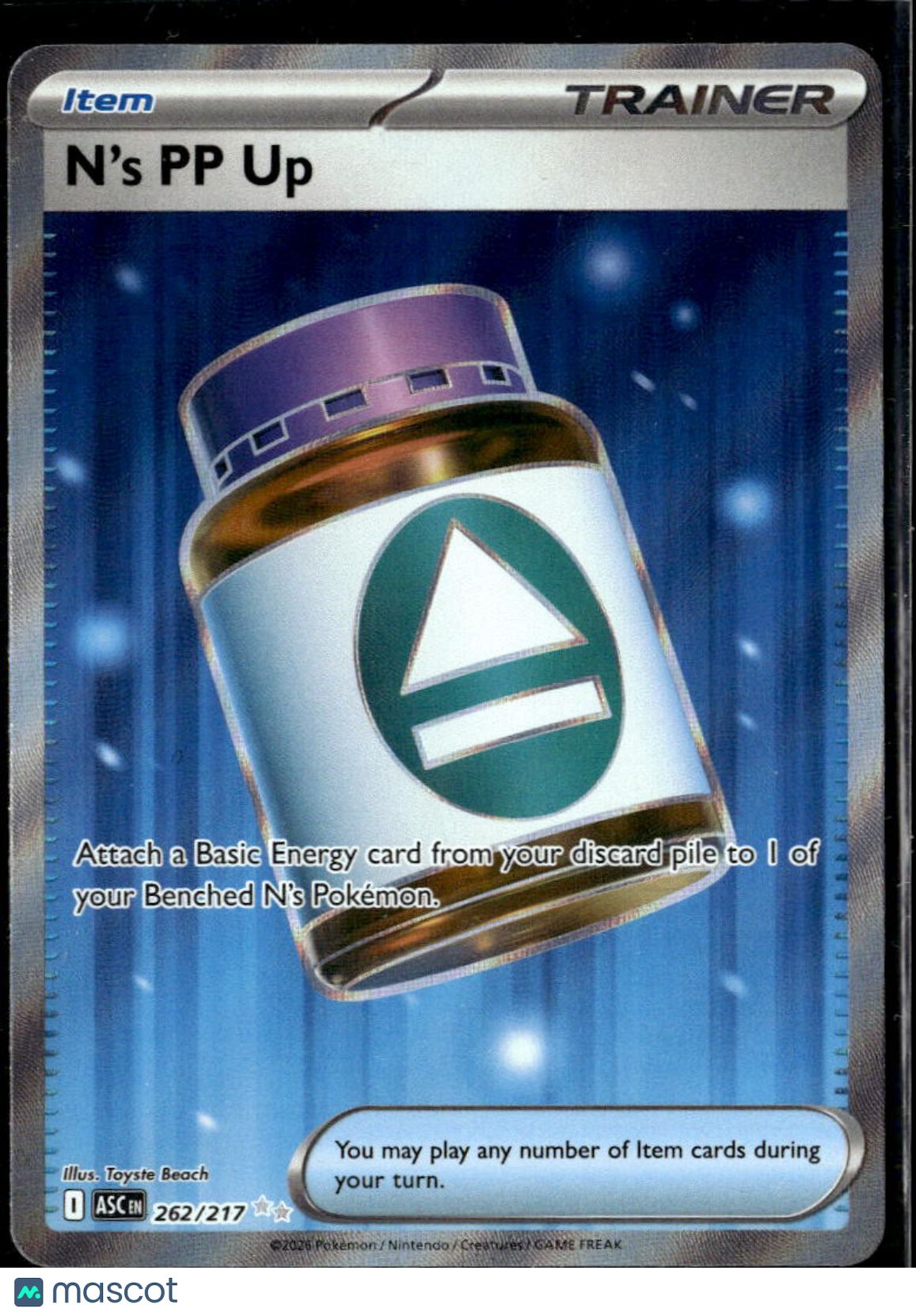 N'S PP Up 2026 Mega Evolution – Ascended Heroes Holo Secret Rare SAR #262/217