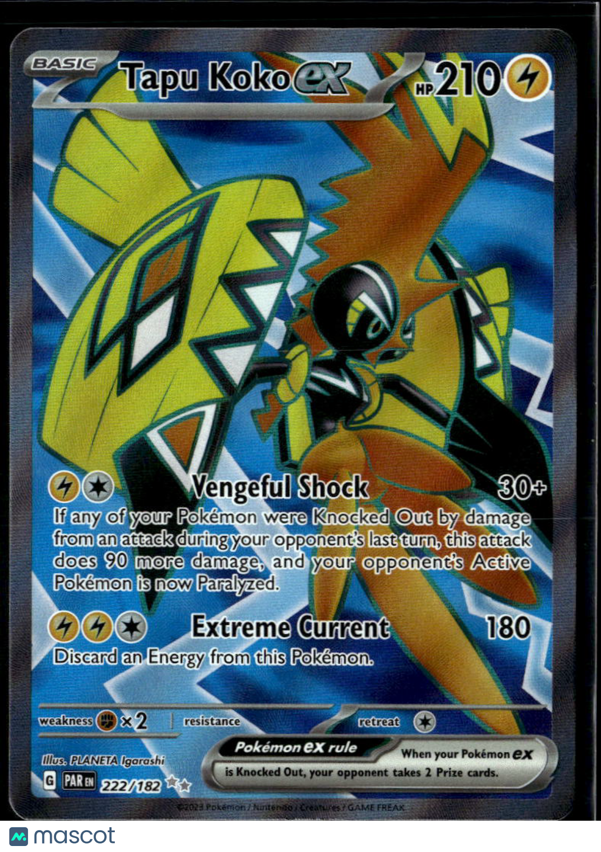 Tapu Koko EX 2023 Paradox Rift Holo Secret Rare SAR #222/182