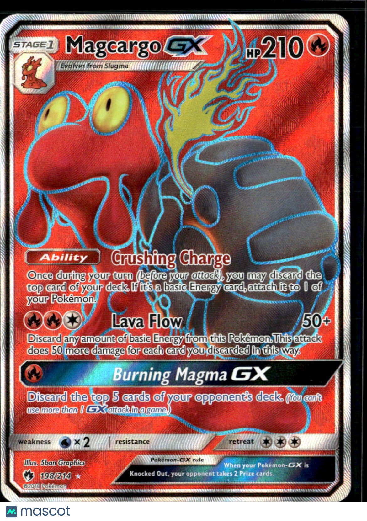Magcargo GX 2018 Lost Thunder Holo Ultra Rare FA #198/214