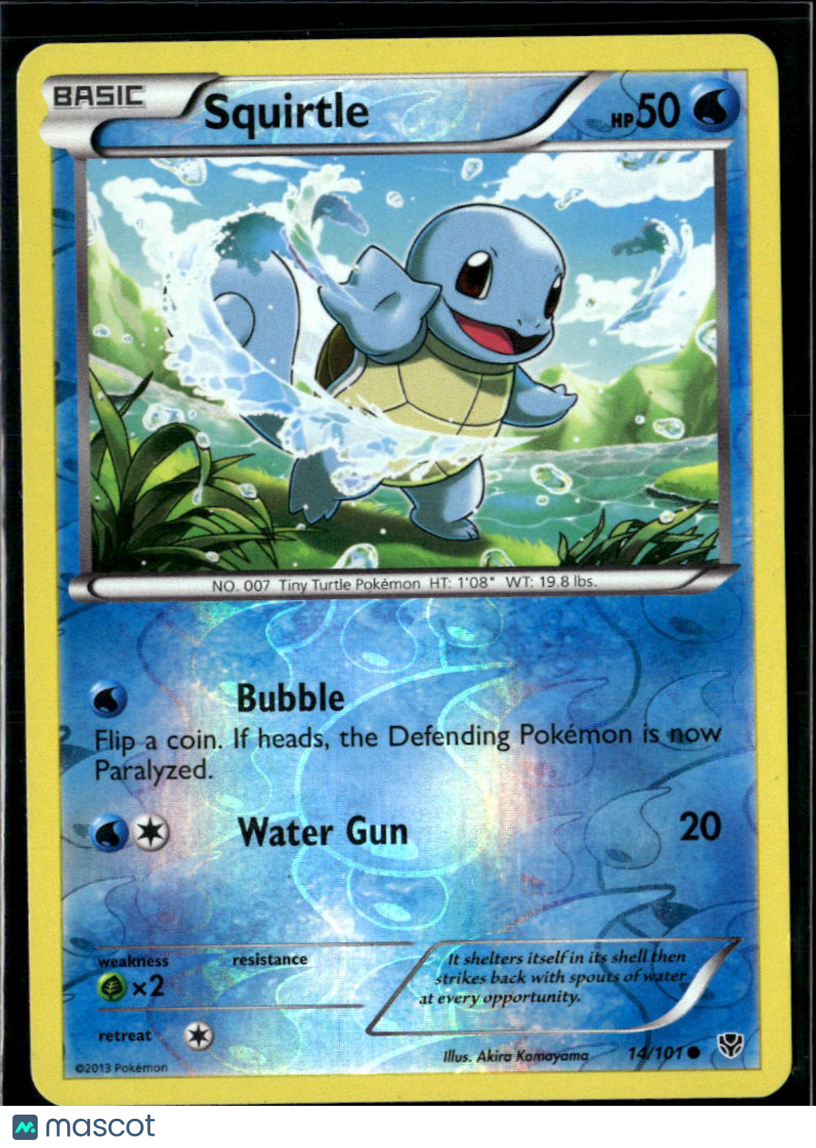 Squirtle 2013 Plasma Blast Reverse Holo #14/101