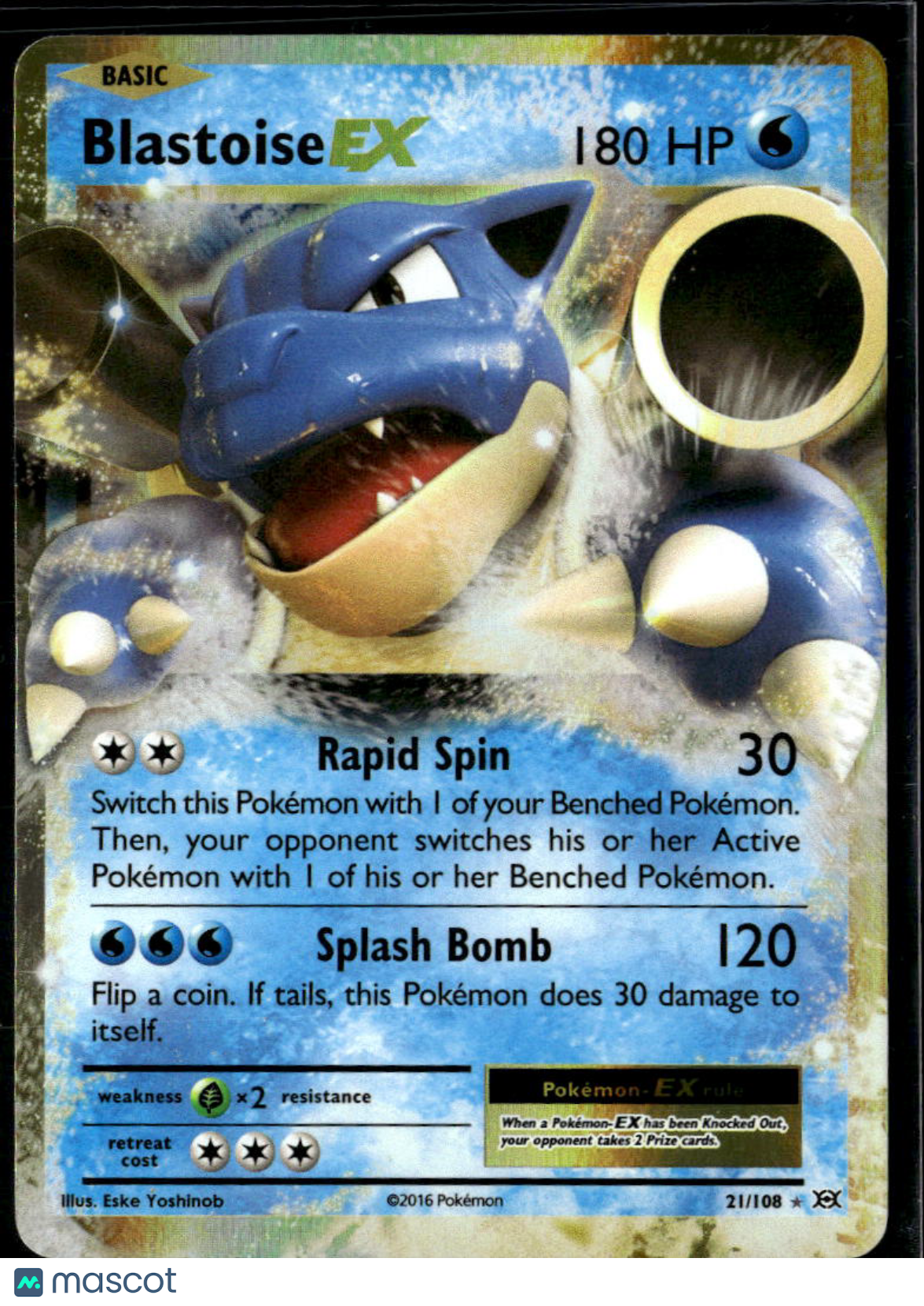 Blastoise EX 2016 Evolutions Holo Rare UR #21/108